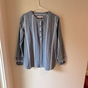 Loft long sleeve striped chambray blouse
